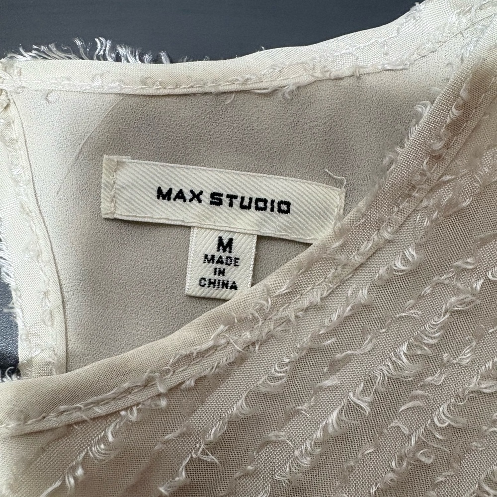 MAX STUDIO Cream Sleeveless Fringe Top - Picture 5 of 7